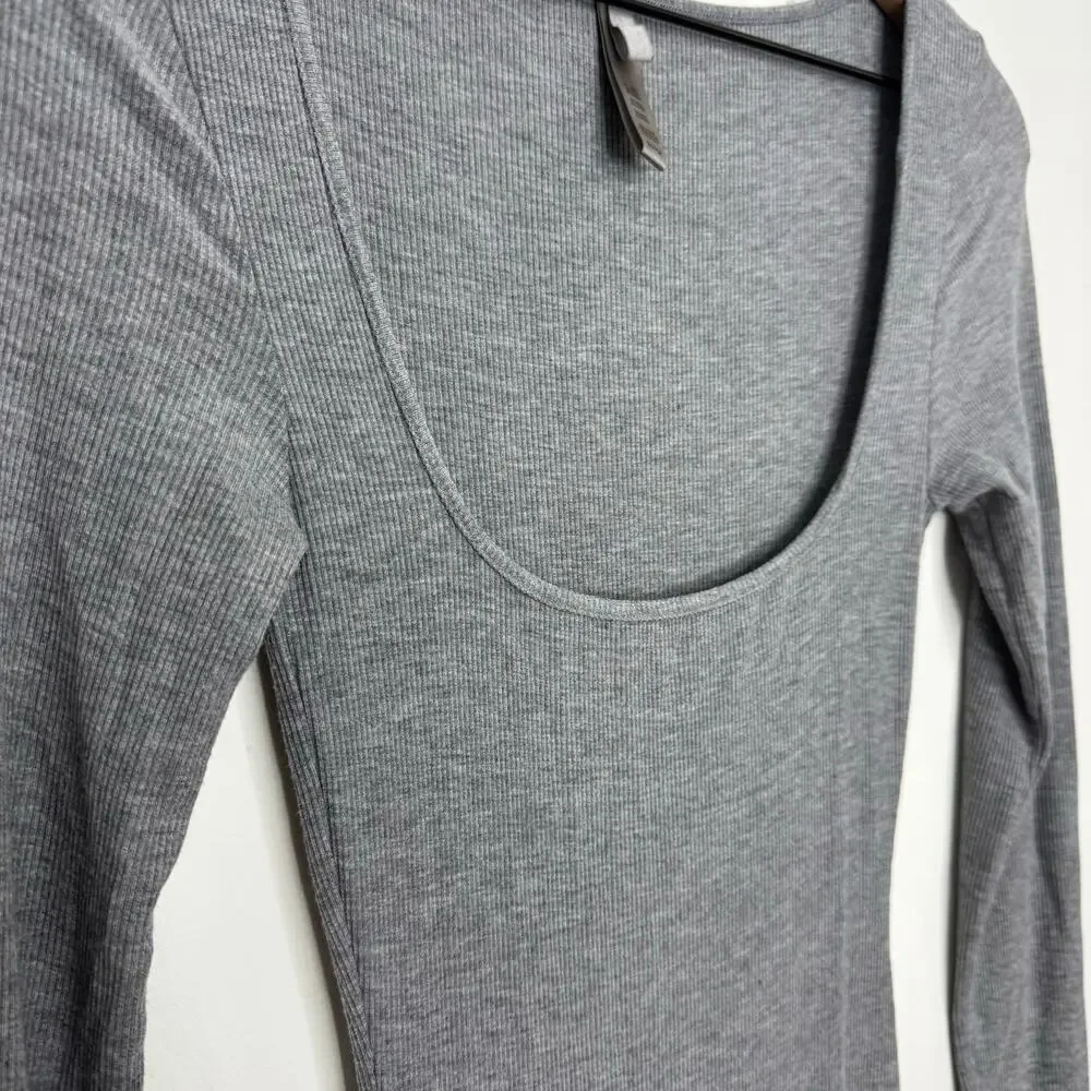 Skims Soft Lounge Long Sleeve Dress Maxi Gray Size Small